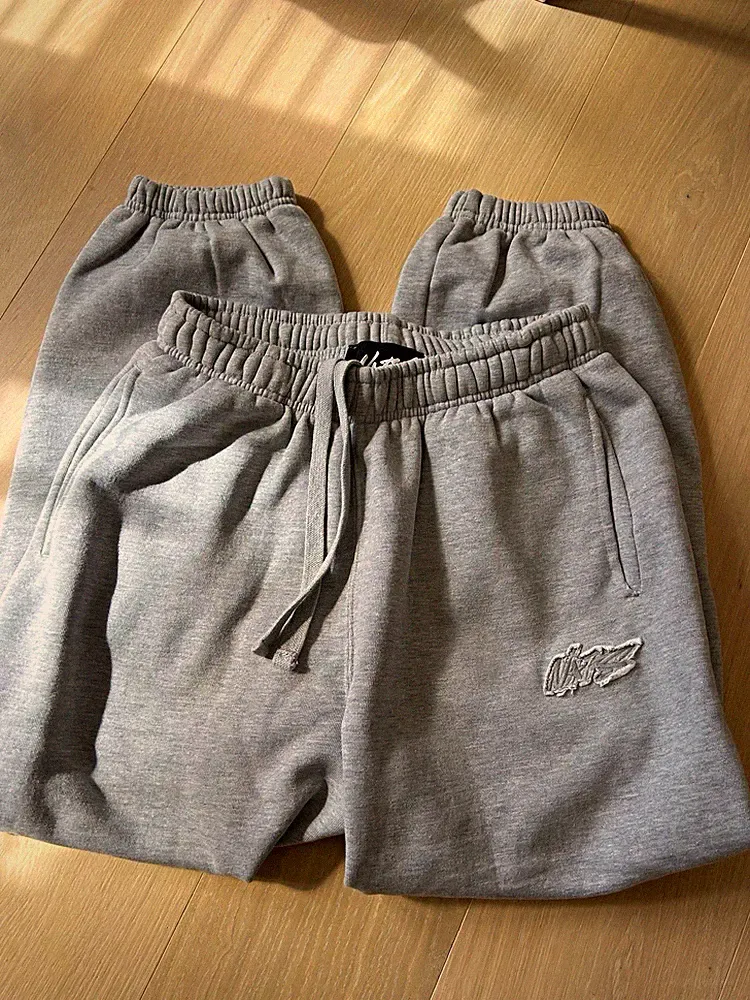 NOFS Herren/Damen Jogginghose Grau S Baumwoll-Fleece, elastischer Bund, Taschen