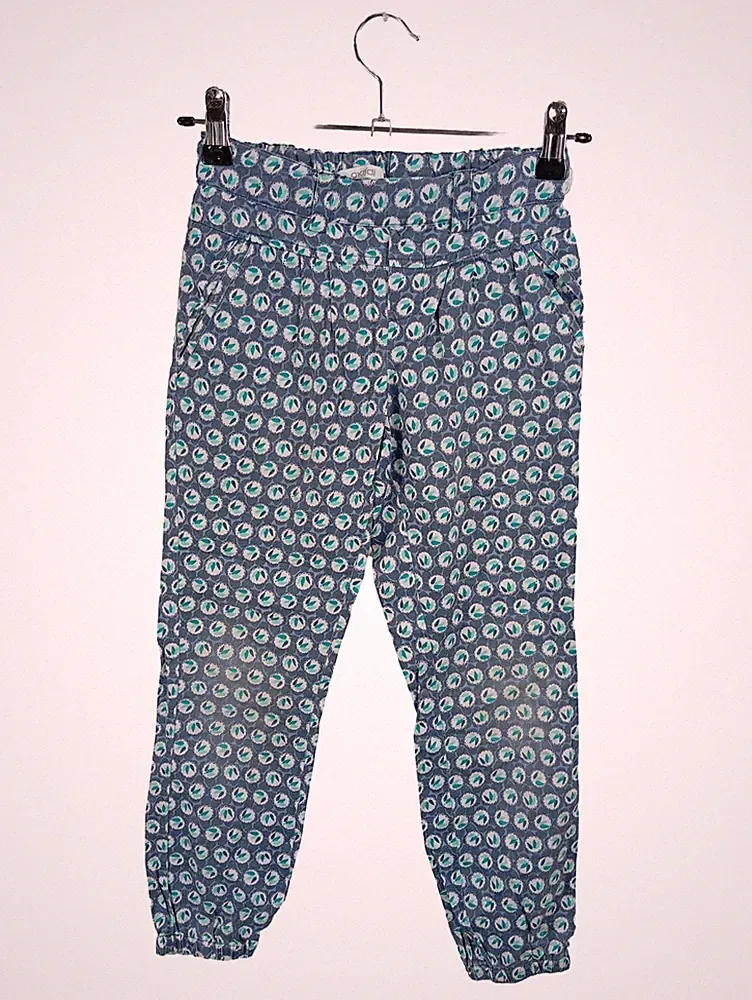Okaïdi Mädchen Jogginghose Gr. 128 Blau Gemustert Casual