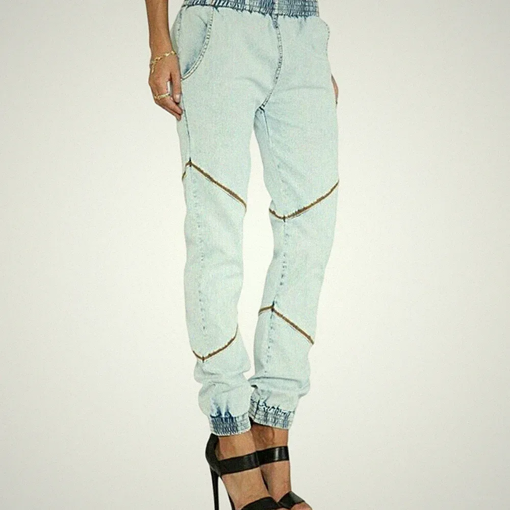 One Teaspoon Größe XXS Jogginghose Zug Elastisch Niedrige Taille Licht Wash Jean