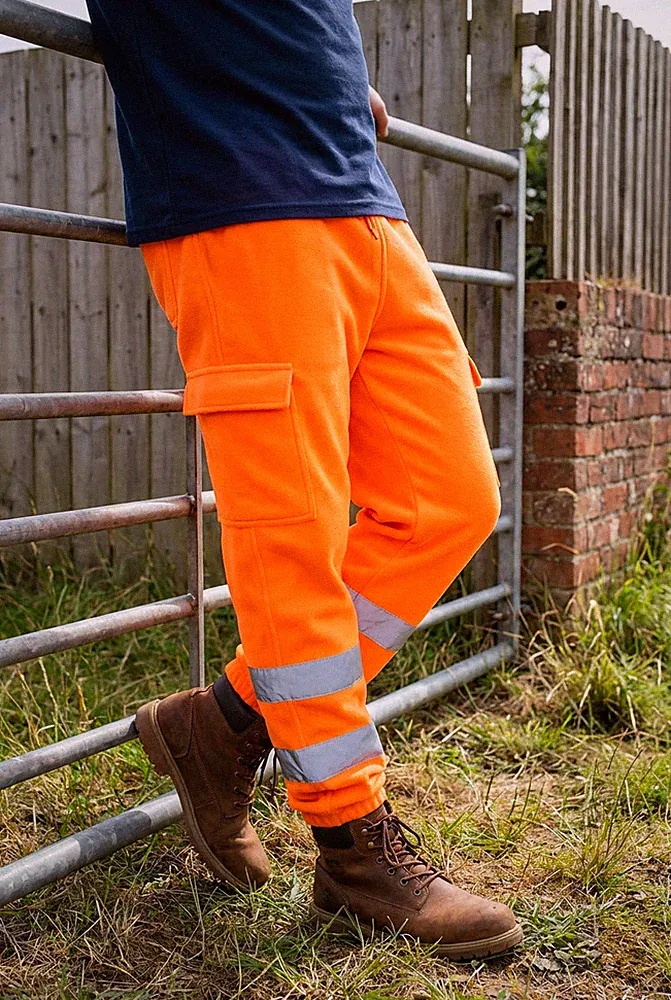 Orange Hi Vis Jogginghose Warnschutz Arbeit Fleece Sweatpants Jogging Hose