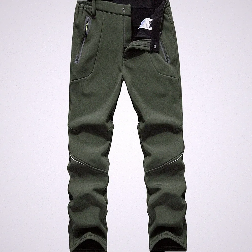 Outdoor Wanderhose Herren Winter Fleece Gefütterte Softshellhose