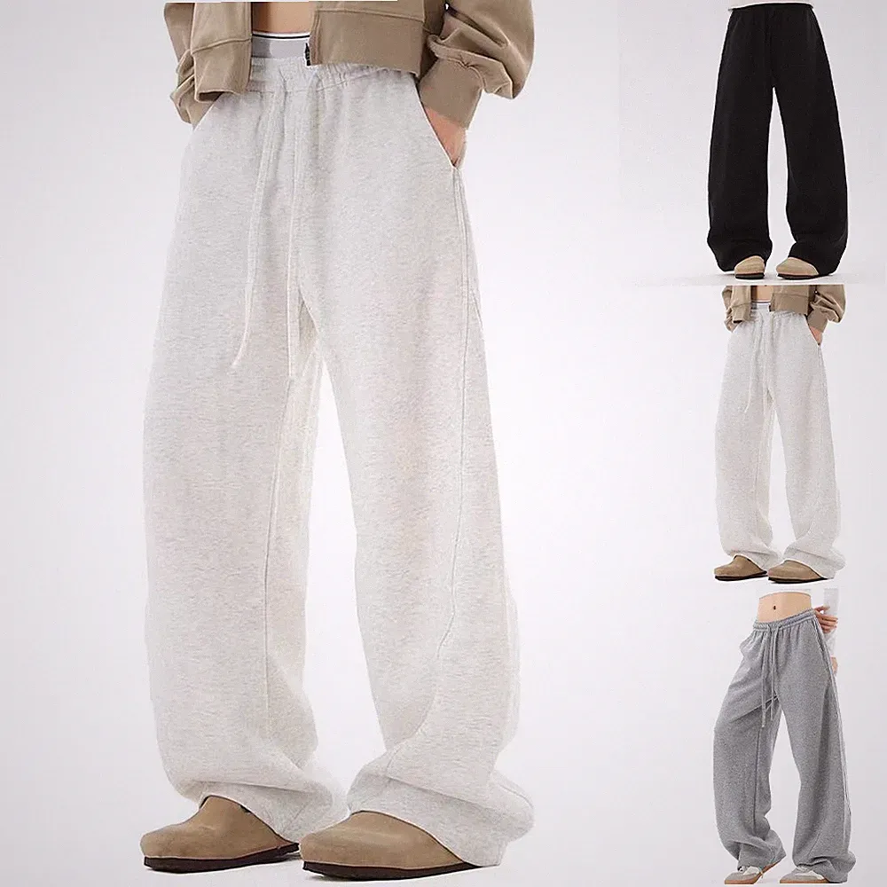Oversize Jogginghose für Herren Damen Weites Bein Kordelzug Einfarbig Hose