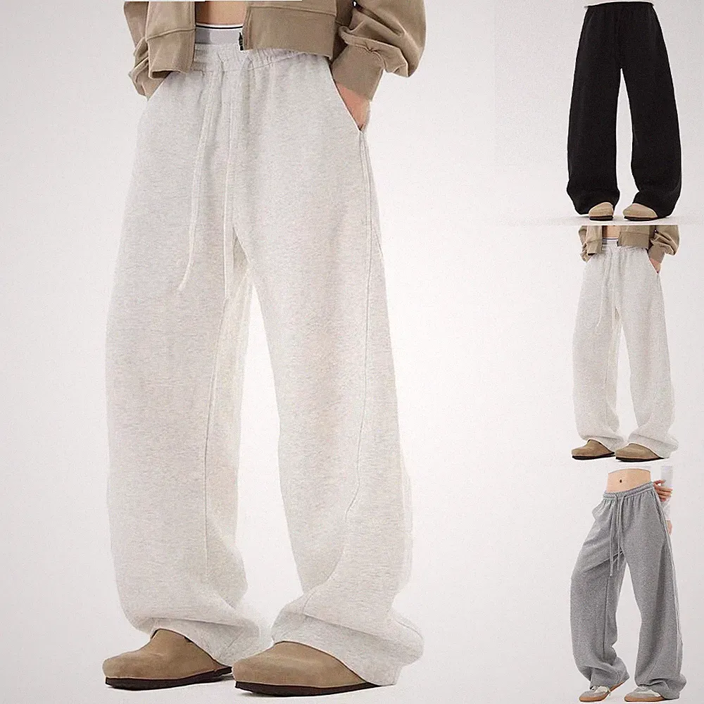 Oversize Jogginghose mit weitem Bein Herren Damen Freizeit Kordelzug Sporthose