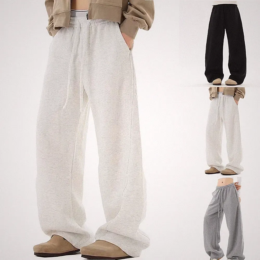 Oversize Schnitt Wide Leg Jogginghose Baggy Freizeithose Unisex Einfarbig