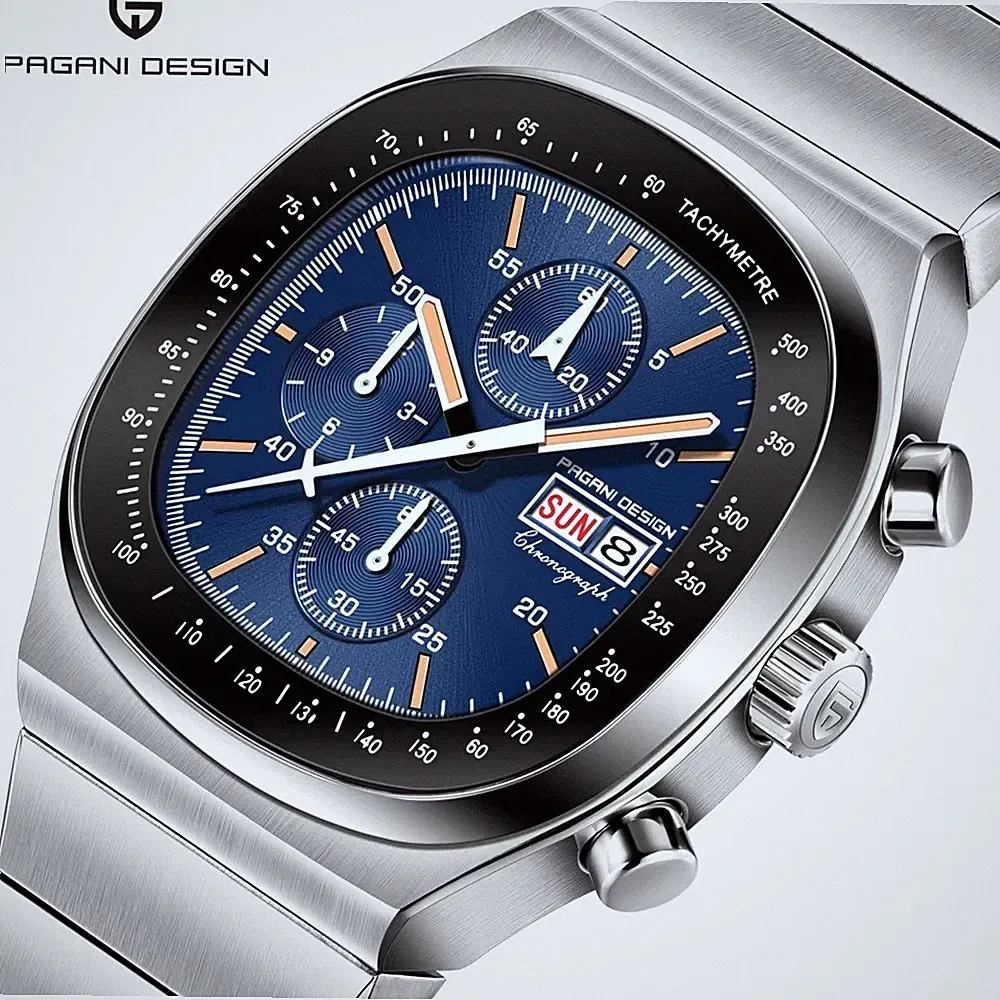 PAGANI DESIGN Chronograph Herrenuhr Saphirglas Miyota Quarz Edelstahl 100M