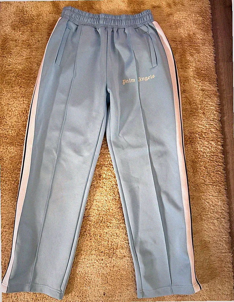 Palm Angels Herren Jogginghose Blau/Weiß gestreift Gr. L Schrittl. 24 in Logo