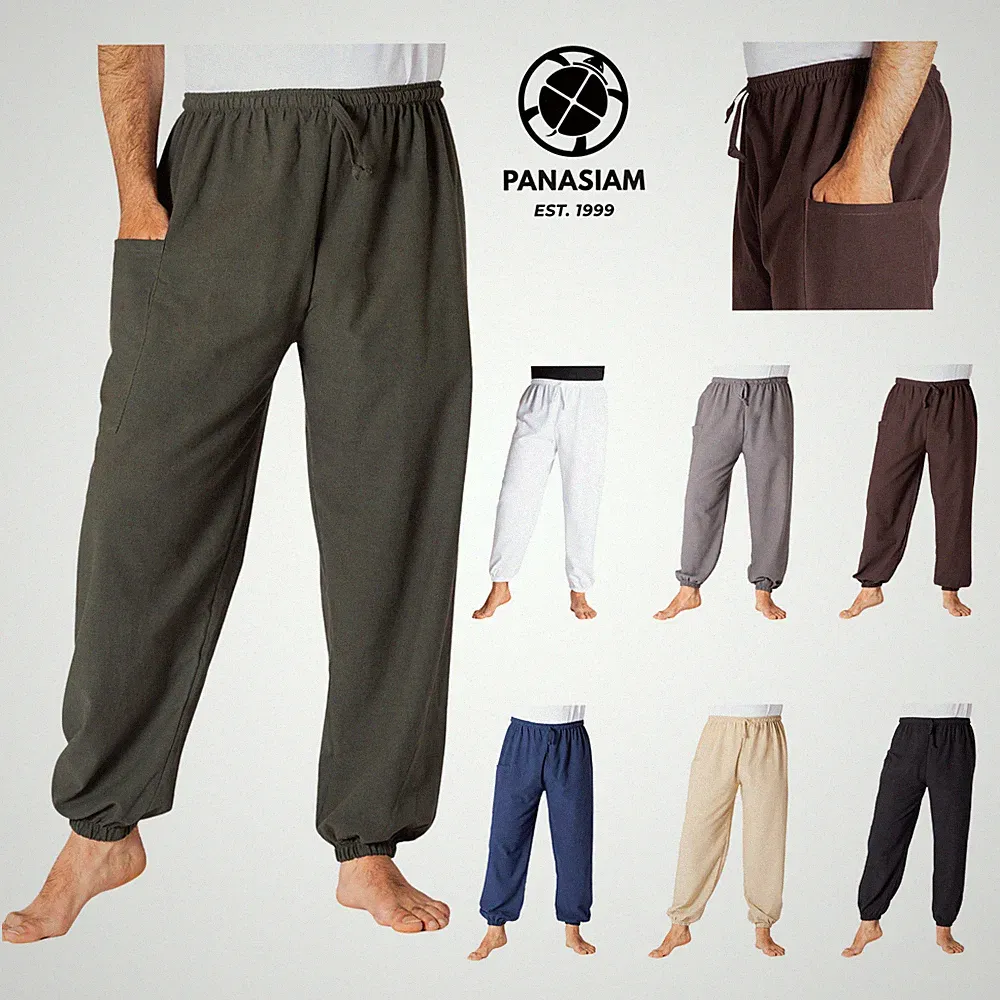 PANASIAM Loungehose einfarbig Haremshose 100% Baumwolle schlicht für Yoga Alltag