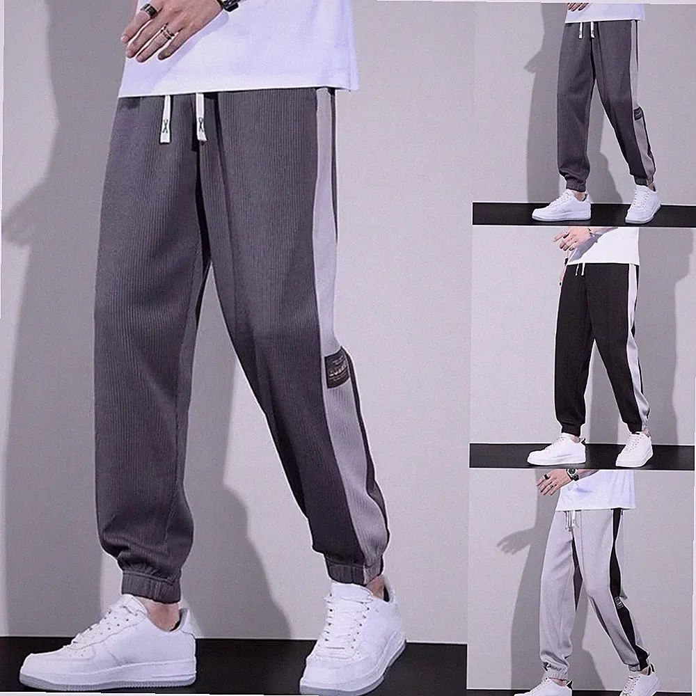 Patchwork Jogginghose Slim Fit Hose Spleißmuster Slim Fit Bündchen Saum