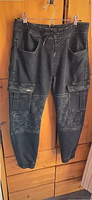 Pepe Jeans Dark Wash Camo Colourblock Cargo Jogger Jeans Size32