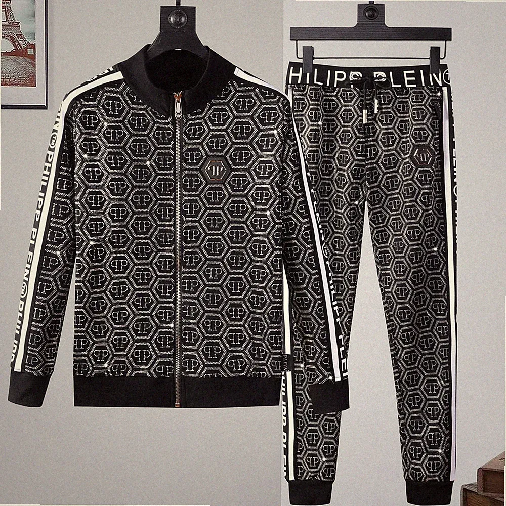 PHILIP PLEIN SILBER TRAININGSANZUG PHILIPP STRASS JOGGER STRASS GYM SPORT ANZUG