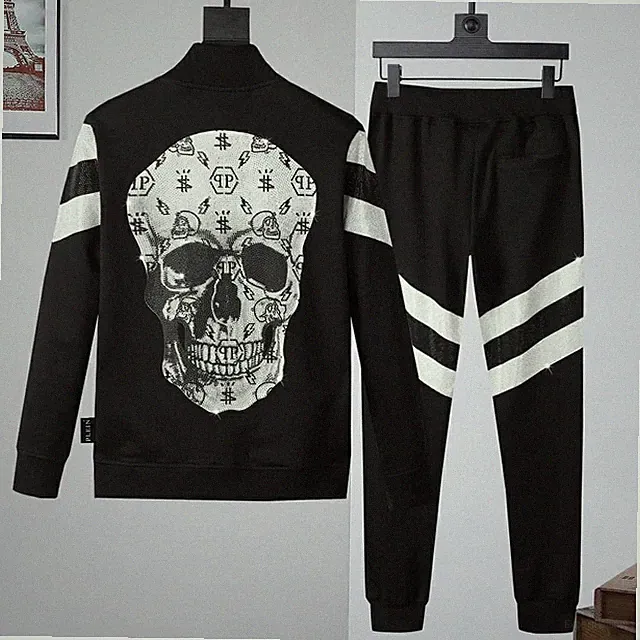 PHILIP PLEIN TRAININGSANZUG SKULL STRASS NIETEN PHILIPP SKULL JOGGER SPORT