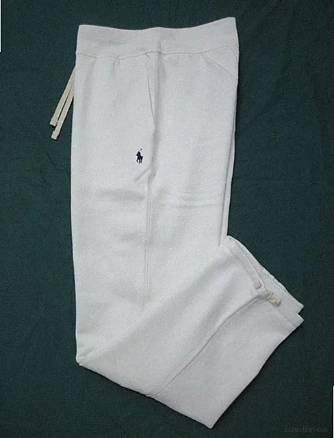 POLO RALPH LAUREN Men's String-Hem White Cotton-Blend Fleece Jogger Pant Size XL