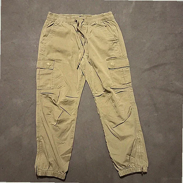 Polo Ralph Lauren Pants Mens XS Green Cargo Jogger Elastic Waist Zip Hem