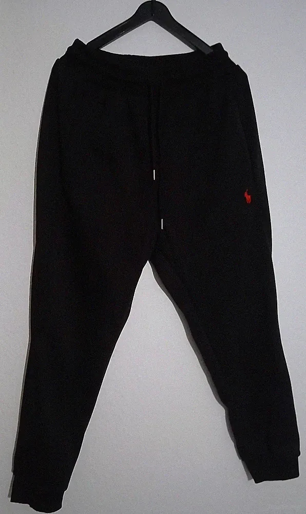 POLO RALPH LAUREN rotes LOGO Schwarz Fleece Jogger Pants Jogginghose Sporthose S