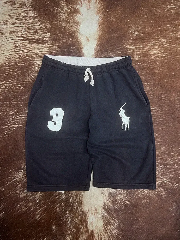 Polo Ralph Lauren Shorts M Herren Schwarz Big Pony 3 Vintage Hose Jogginghose Sh
