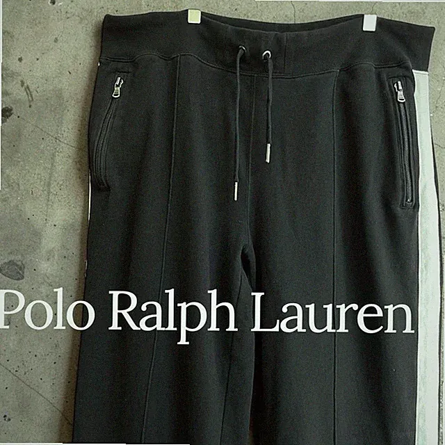 Polo Ralph Lauren Vintage XL Black Cotton Sweatpants Side Zip Style