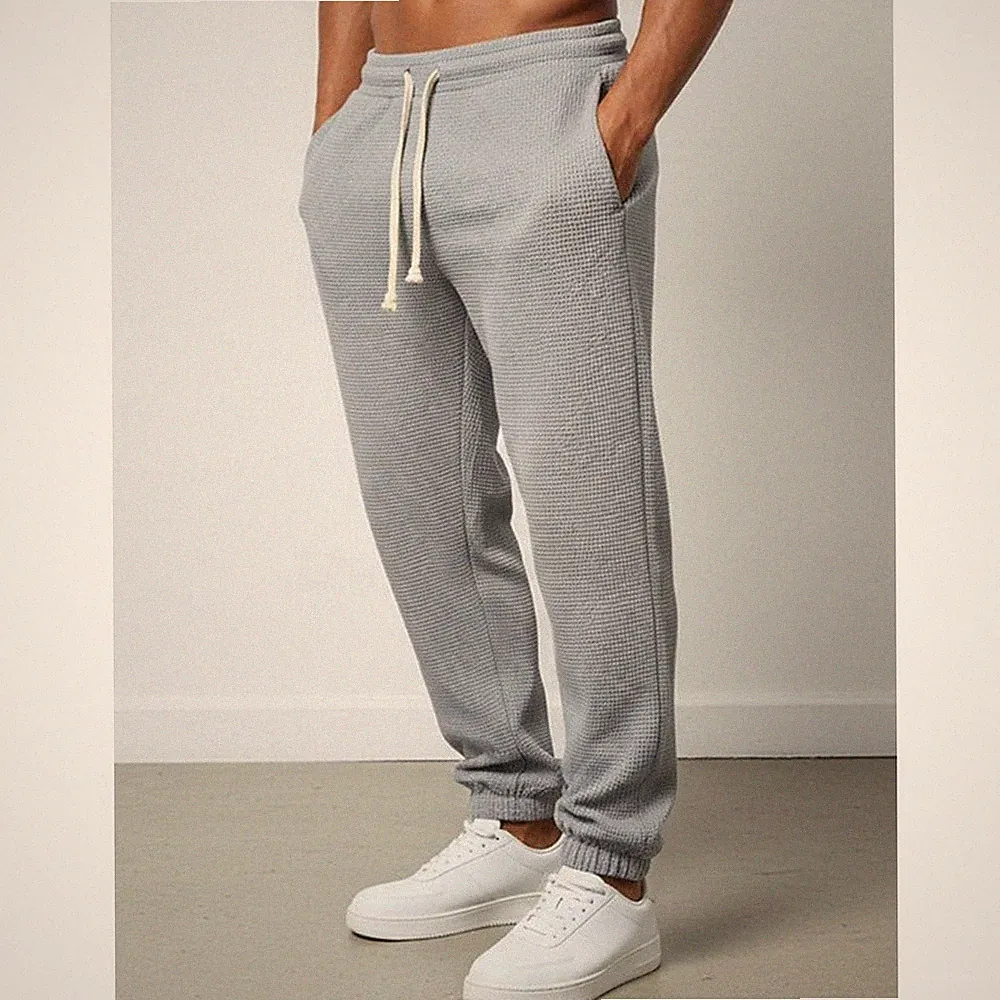 Polyester Herren Einfarbig Hose Gummibund Jogginghose für Sport