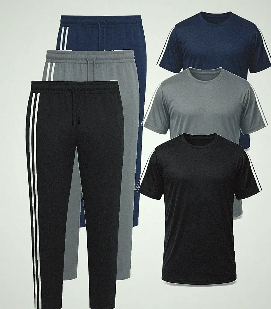 Premium Herren Trainingsanzug Set Jogginghose T-Shirt Gym Hose mit Reißverschlusstasche