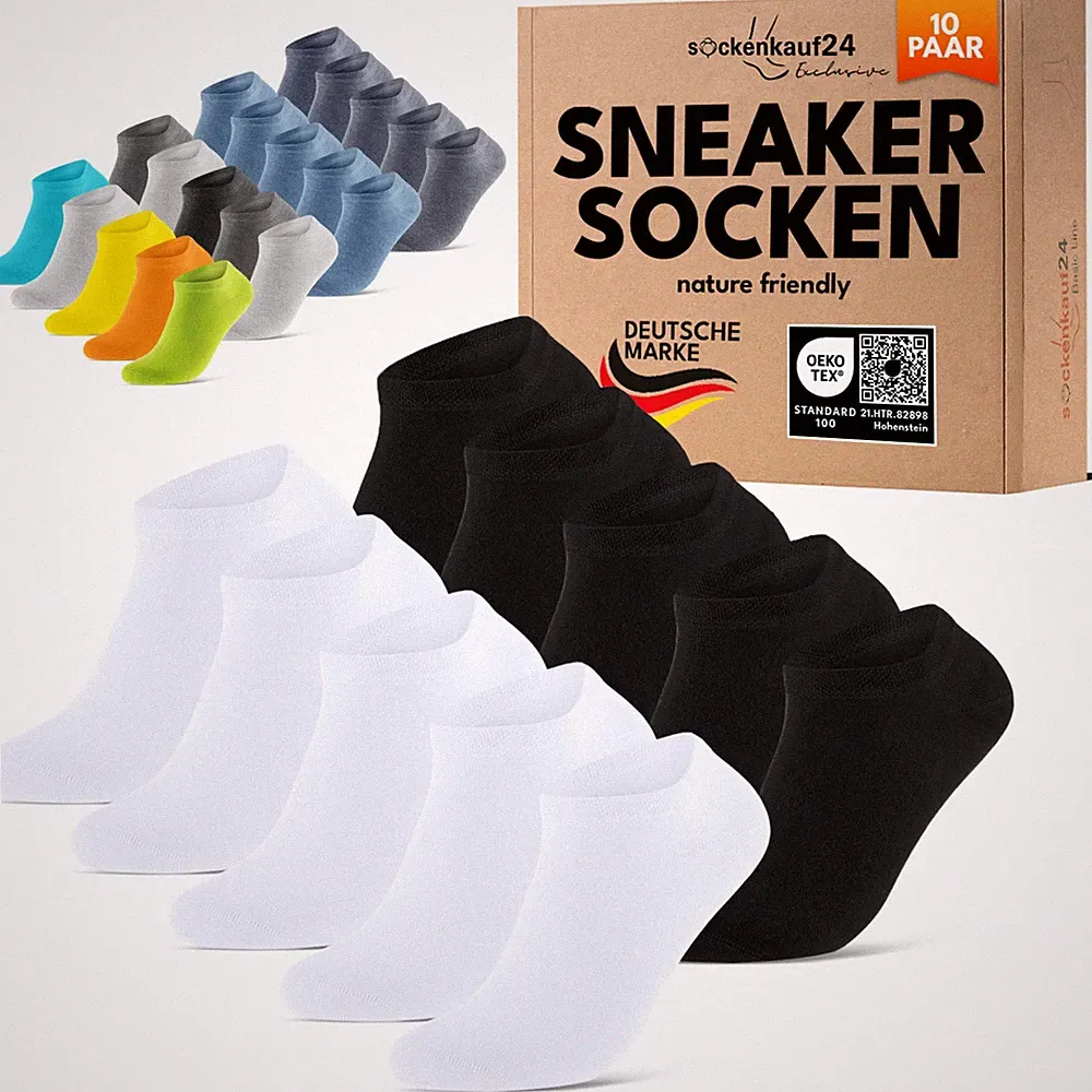 Premium Sneaker Socken Herren Damen Komfortbund Baumwolle ohne Naht (10-30 Paar)