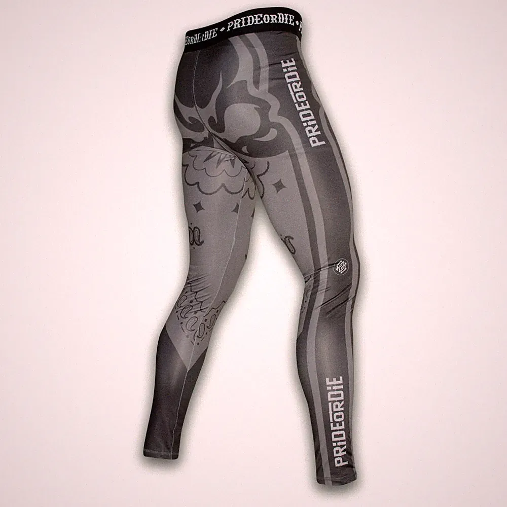 PRiDE or DiE Herren Kompressionshose Ruthless, Schwarz, Leggins Jogging BJJ MMA