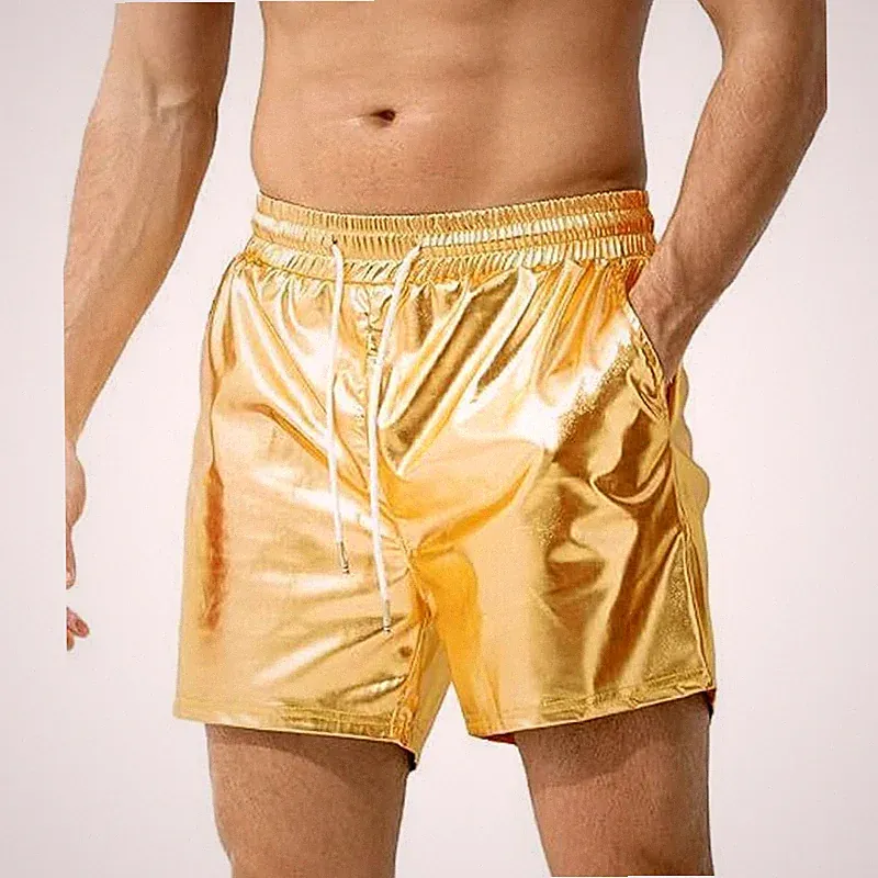 PU Jogginghose PU glänzende Strandhose Sommer Herren Shorts