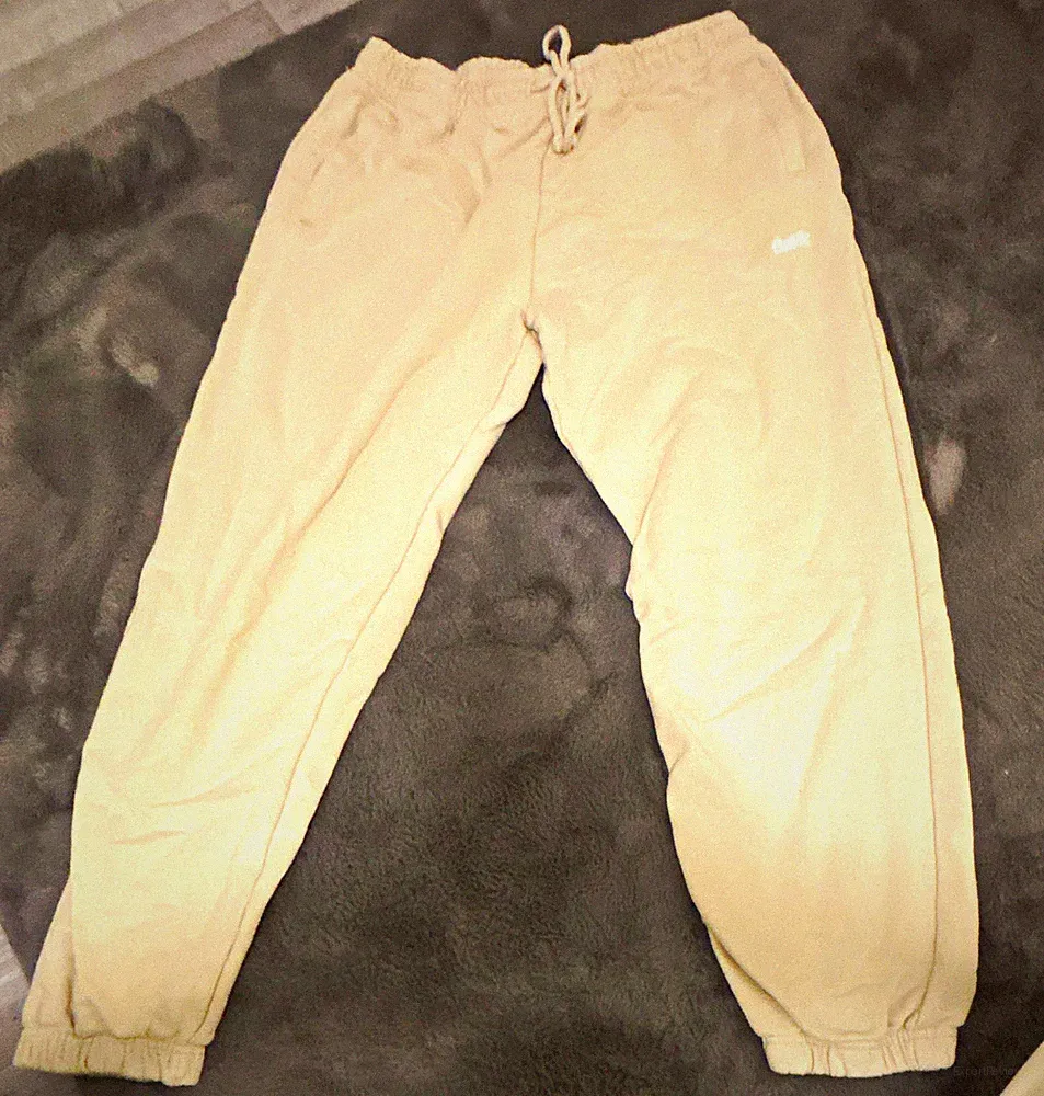PULL&BEAR Herren Jogginghose Beige Gr. L mit Kordelzug, elastischer Bund