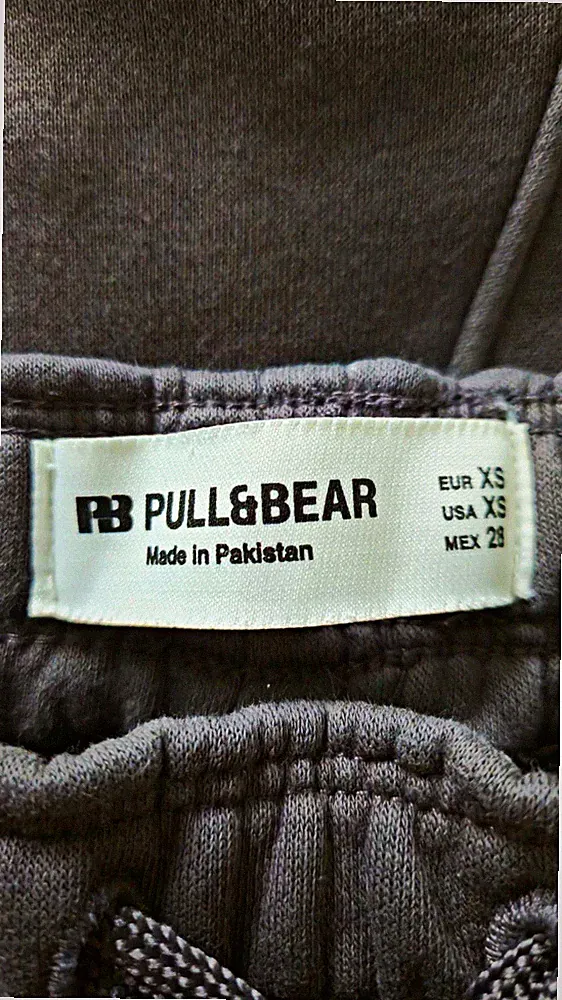 PULL&BEAR Herren Jogginghose Grau XS 91 cm Jersey Kordelzug gerades Bein