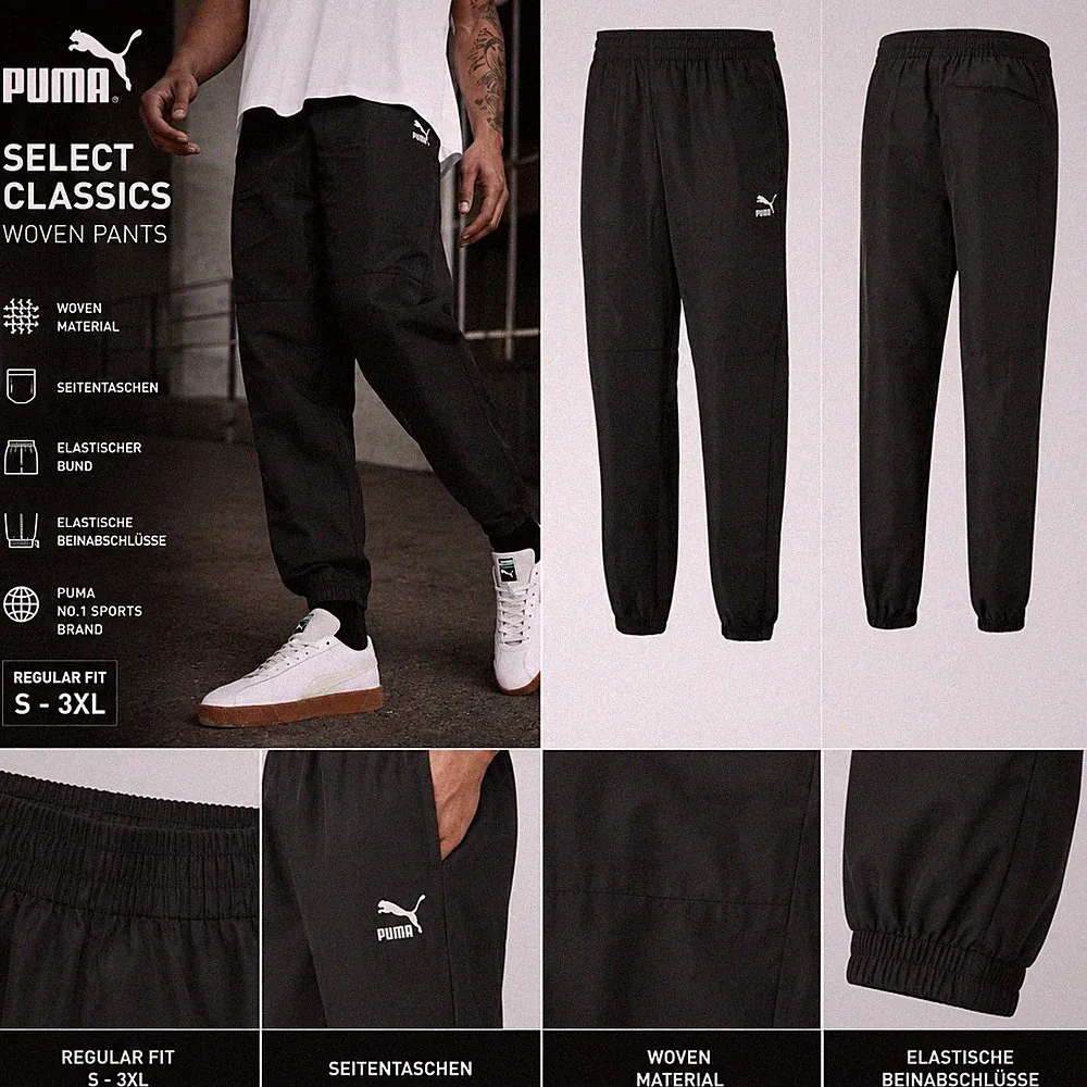PUMA Classics Cargo Pants Herren XL Schwarz Cargo Jogginghose Freizeit 539698-01
