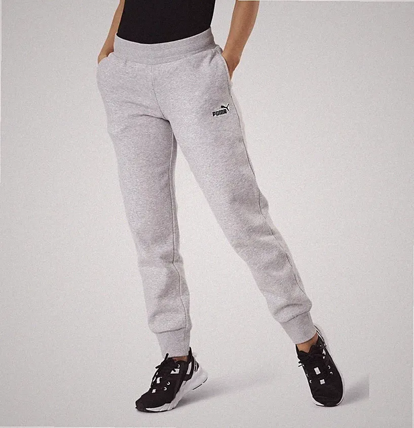 Puma Damen Jogginghose Fleece Trainingshose Sport Hose Freizeit hell grau (40) L