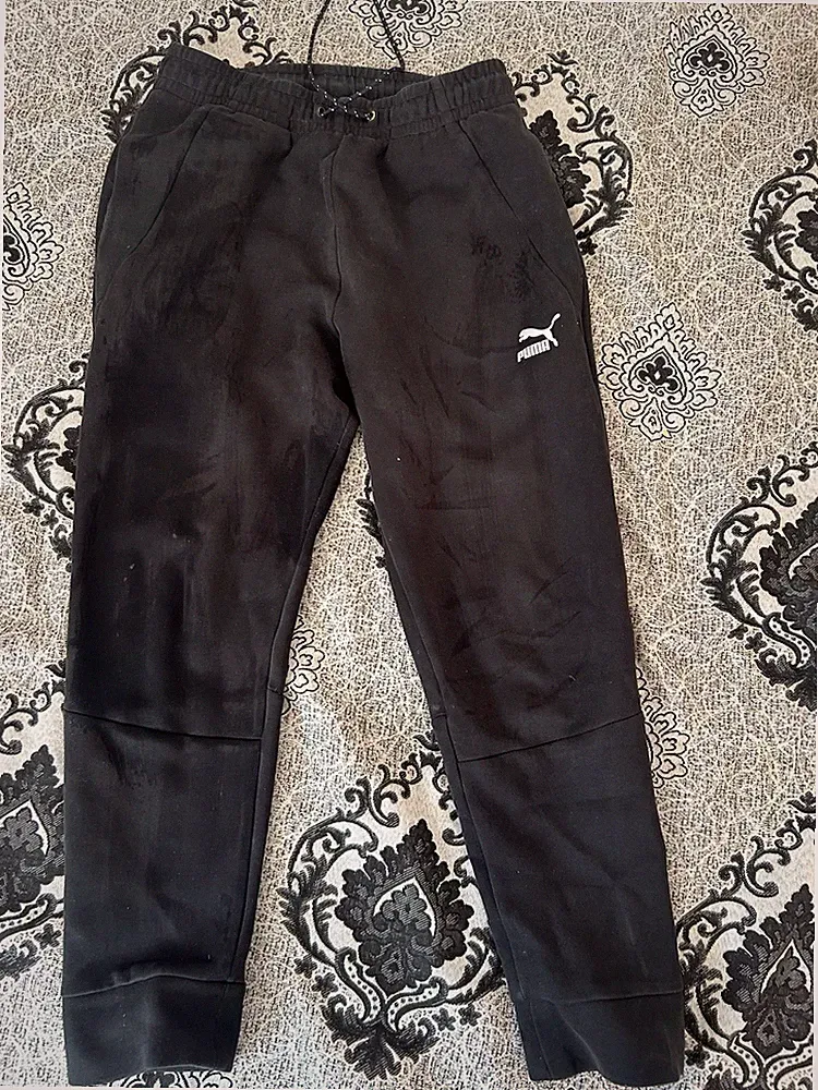 PUMA Damen Jogginghose Schwarz Gr. S Tapered elastischer Bund Zugband