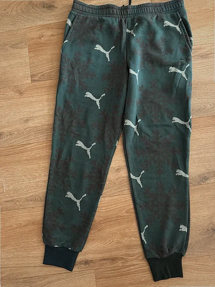 PUMA ESS+ Winter Snowflake Jogginghose Dark Myrtle Grün XL