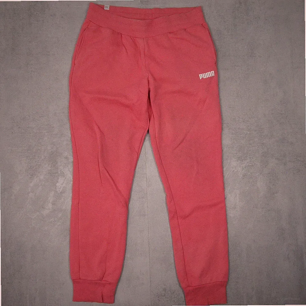 Puma Essentials Jogginghose Damen M Koralle Logo Print Cuffed Sportwear