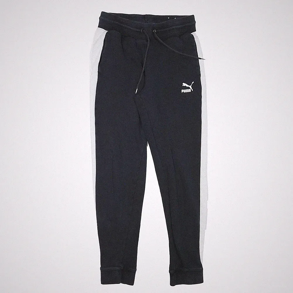 PUMA Herren Jogger Slim Tapered Schwarz/Weiß Baumwollmischung W26 L28