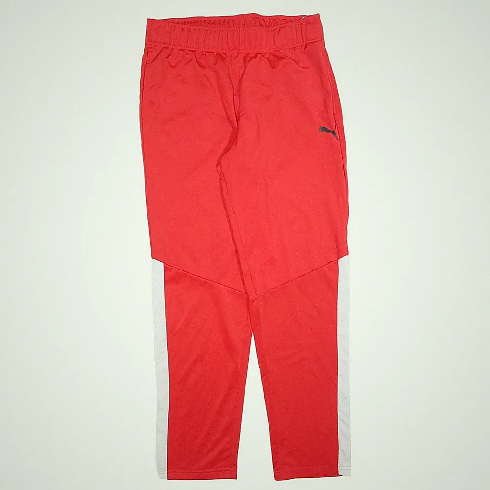 PUMA Herren Jogginghose Rot Weiß Schmal Verjüngt W32 L30 Polyester Freizeit