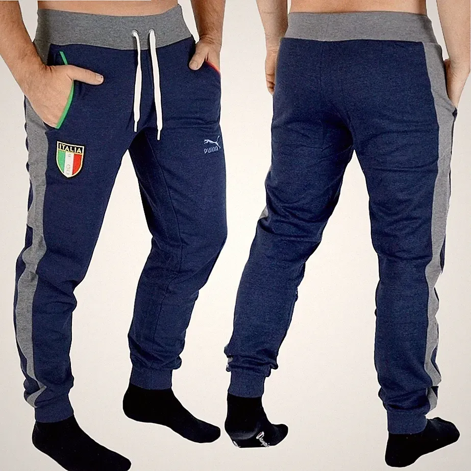 Puma Herren Jogginghose Trainingshose Fußball Hose Sport Italien blau/grau S-XXL