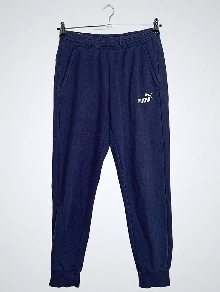 PUMA Herren Jogginghose Trainingshose Hose Blau Logo Gr. 48 M Baumwolle