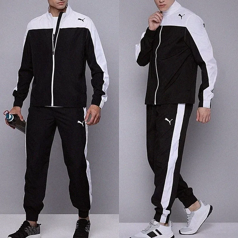 Puma Herren Trainingsanzug Sport Anzug Jogginganzug Jacke + Hose schwarz/weiß