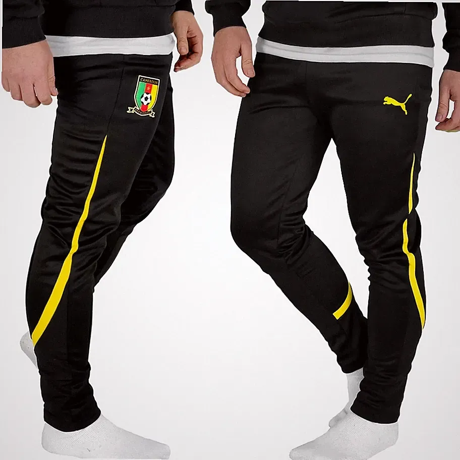 Puma Herren Trainingshose Kamerun Fußball Hose Sport Jogginghose schwarz/gelb