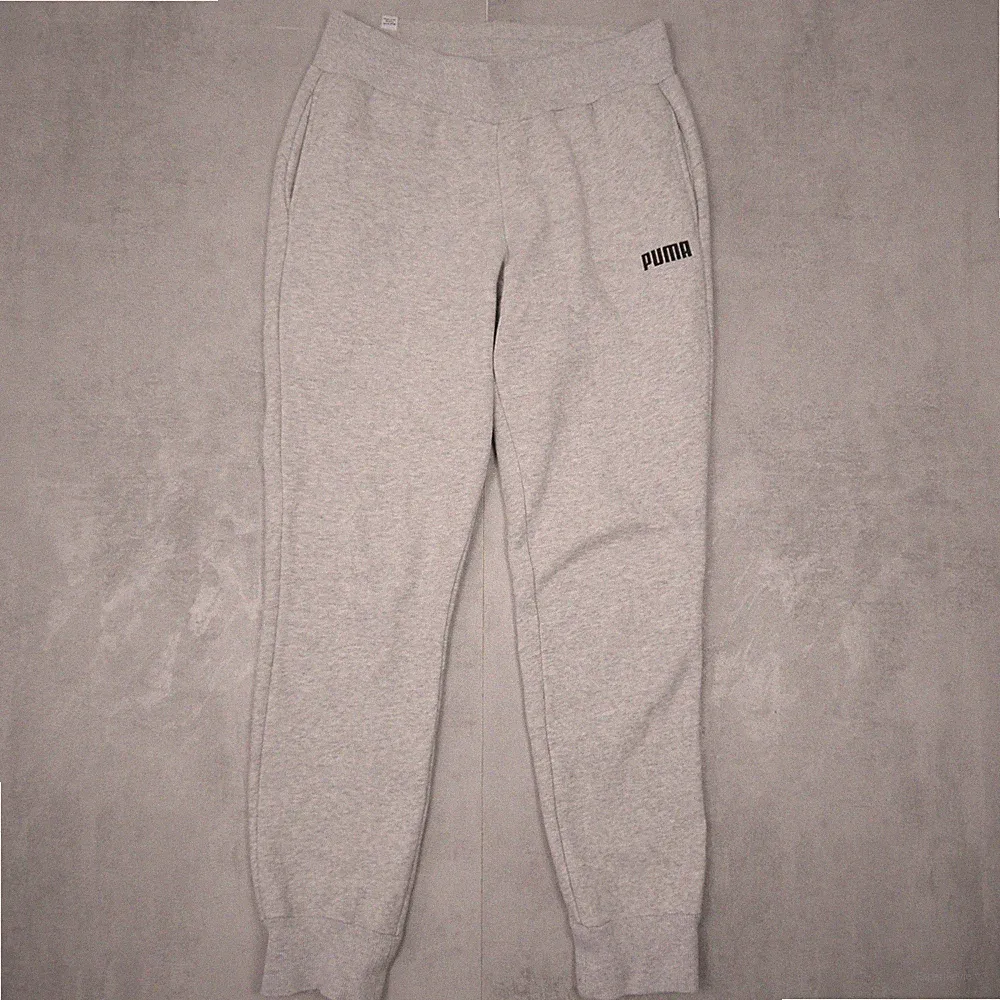 Puma Jogginghose Damen XS Grau Tapered Fit Streetwear Logo Baumwolle Fleece