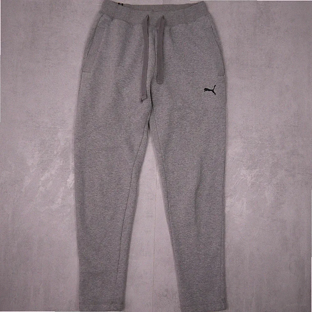 Puma Jogginghose Herren S Grau Tapered Fit Streetwear Fleece Logo Cotton