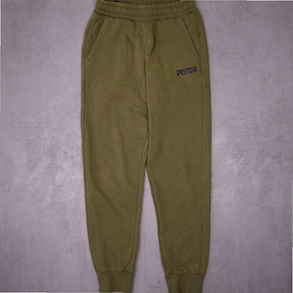 Puma Jogginghose Herren S Oliv Grün Logo Sweatpants Sport Fitness Freizeit Baumw