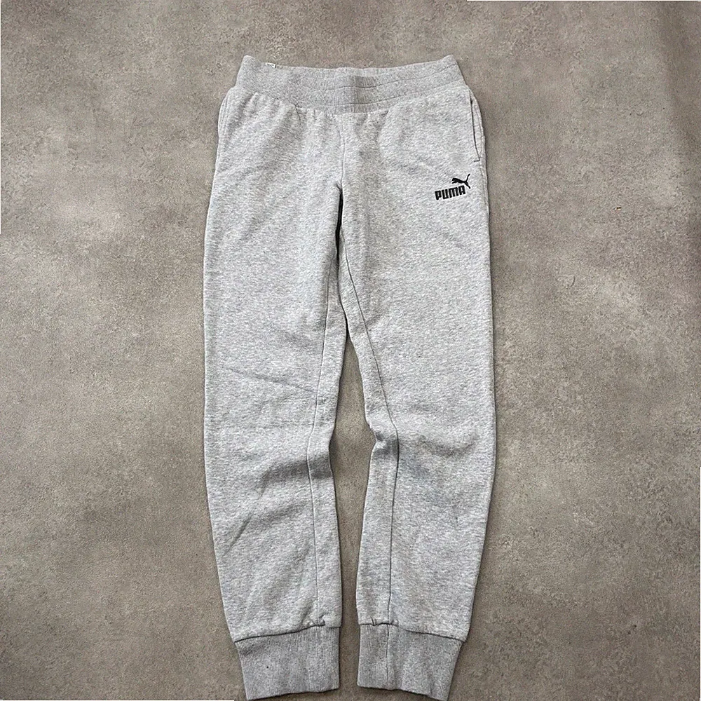 Puma Jogginghose Herren XS Logo Fleece gefüttert Tapered Sweatpants, Grau