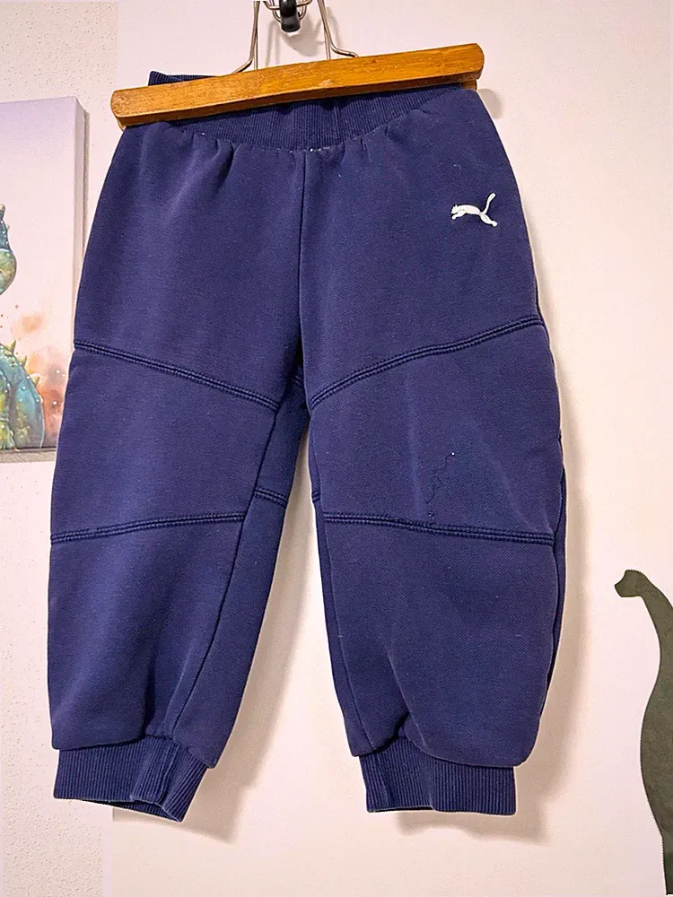 PUMA Jungen Jogginghose Gr. 92 Blau Baumwolle elastischer Bund Sport/Freizeit