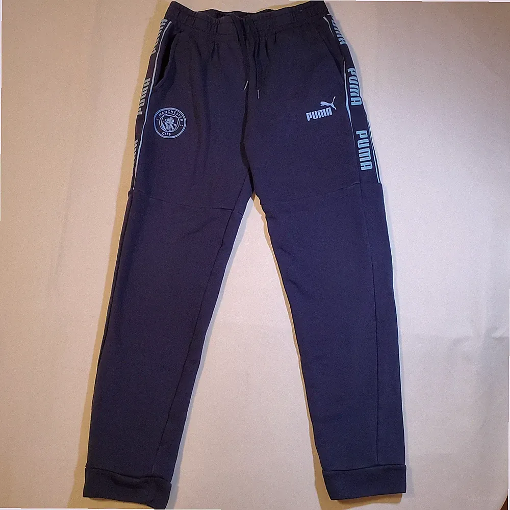 Puma Manchester City MCFC Logo Tape Track Pants Joggers Men's Size Medium Soccer