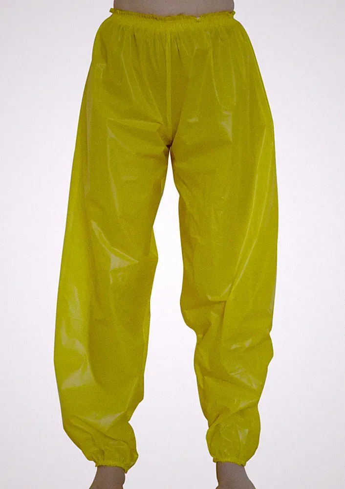 PVC Jogginghose Windelhose Herren Hose Unterteil Vinyl Rollenspiel Jogging gelb