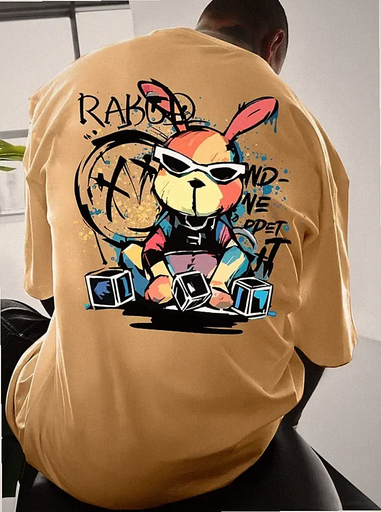 Rabbit Herren Oversize Shirt Streetwear Fashion 100% Baumwolle bis 5XL