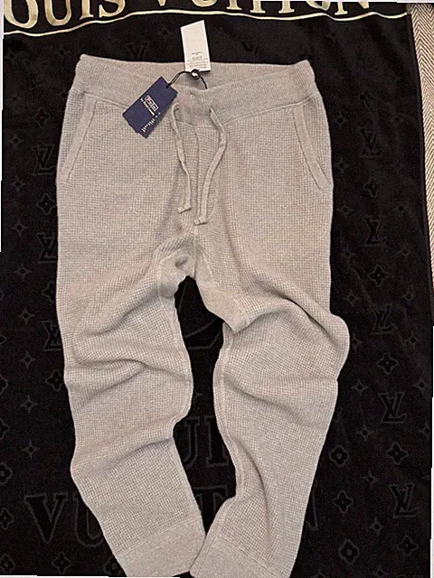 Ralph Lauren 100% Kaschmir Strickhose Jogging Gr. M Grau Waffelstrick NP €399