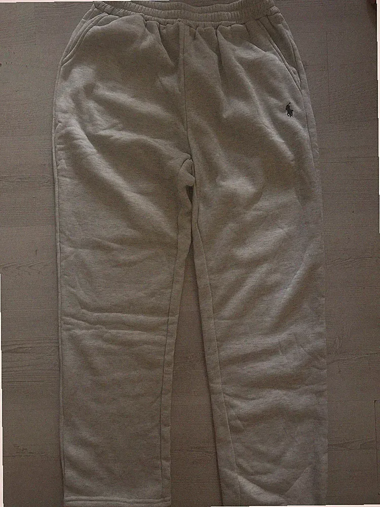 Ralph Lauren Herren Jogginghose XL Grau Polyester gerades Bein elast. Bund