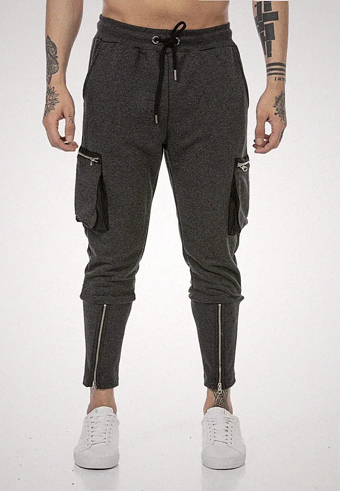 Red Bridge Herren Jogginghose Freizeit-Hose Sweat-Pants Cargo Zipped