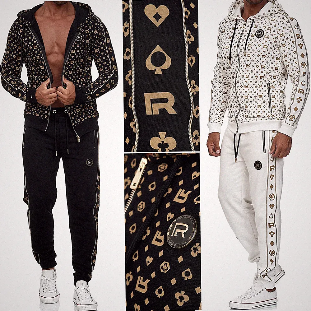 Redbridge Herren Jogginganzug Sweat Suit Set Jacke Pullover Hose Allover Premium